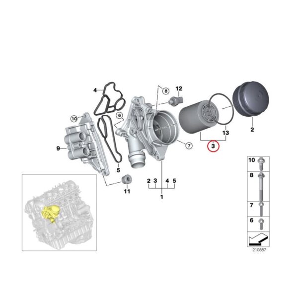 Genuine BMW N55 Oil Filter (M135i, M235i, 335i & more) 11427953129
